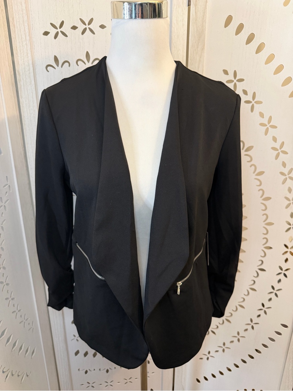 Black Blazer with Zippered Pockets NWT